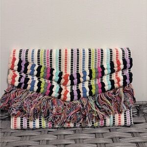 Stella & Dot Vibrant Striped Fringe Clutch